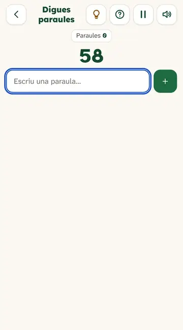 Captura del joc «Digues paraules» en marxa